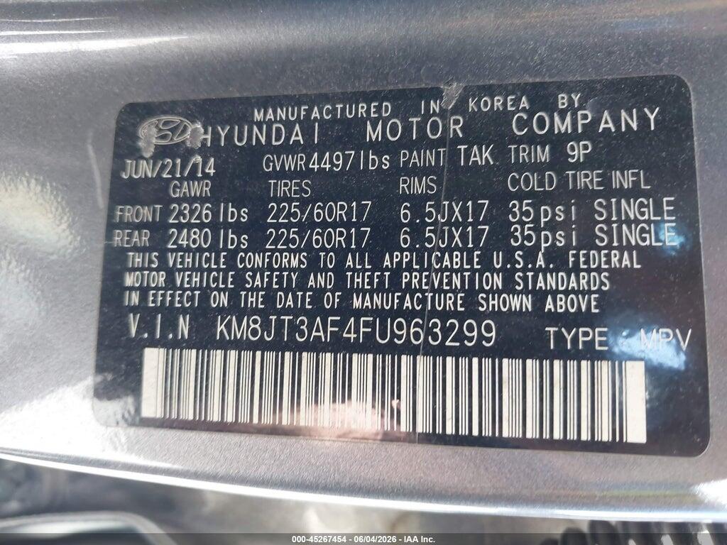 KM8JT3AF4FU963299 2015 HYUNDAI TUCSON photo no. 9