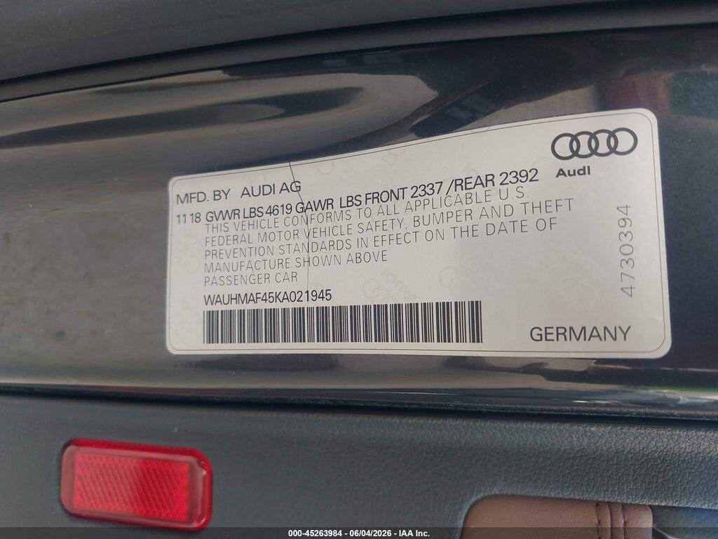 WAUHMAF45KA021945 2019 AUDI A4 photo no. 9