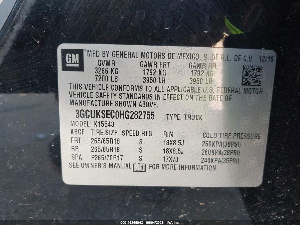 3GCUKSEC0HG282755 2017 CHEVROLET SILVERADO 1500 photo no. 9