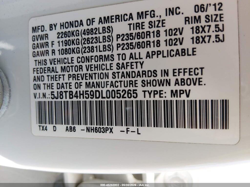 5J8TB4H59DL005265 2013 ACURA RDX photo no. 9