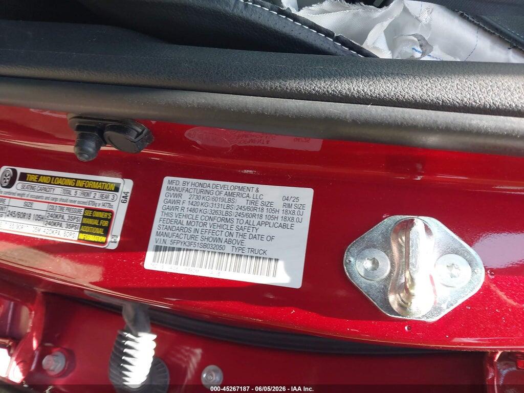 5FPYK3F51SB032050 2025 HONDA RIDGELINE photo no. 9