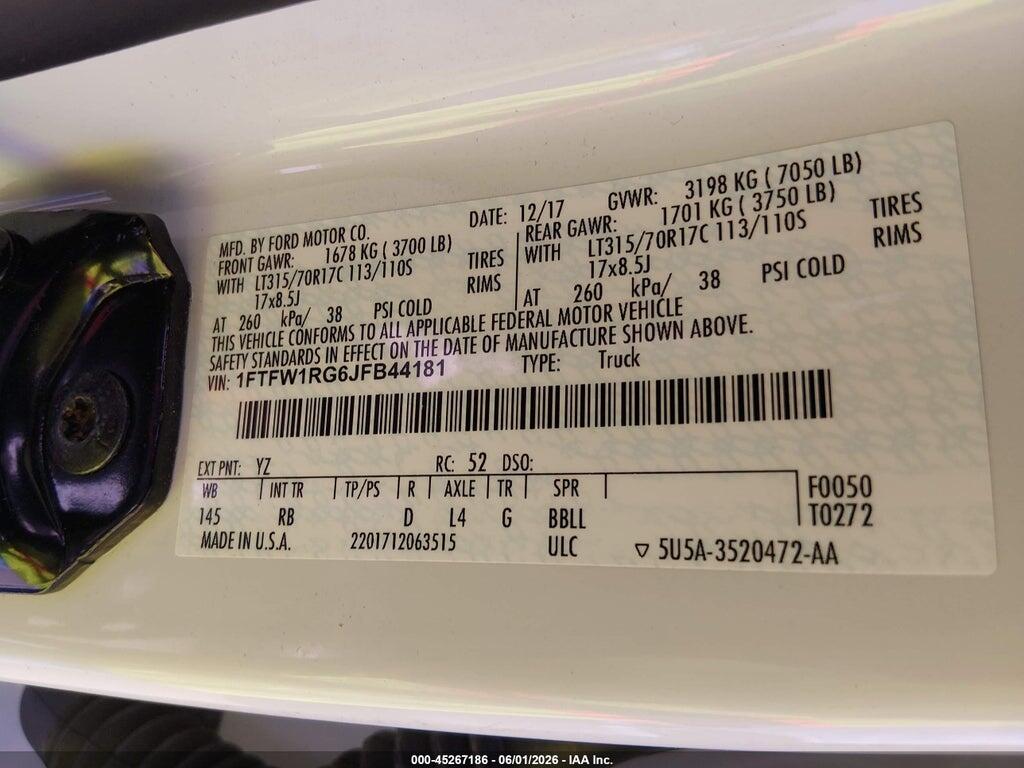 1FTFW1RG6JFB44181 2018 FORD F-150 photo no. 9