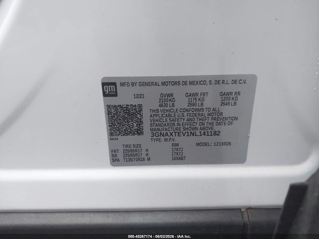 3GNAXTEV1NL141182 2022 CHEVROLET EQUINOX photo no. 9