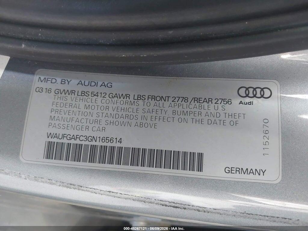 WAUFGAFC3GN165614 2016 AUDI A6 photo no. 9