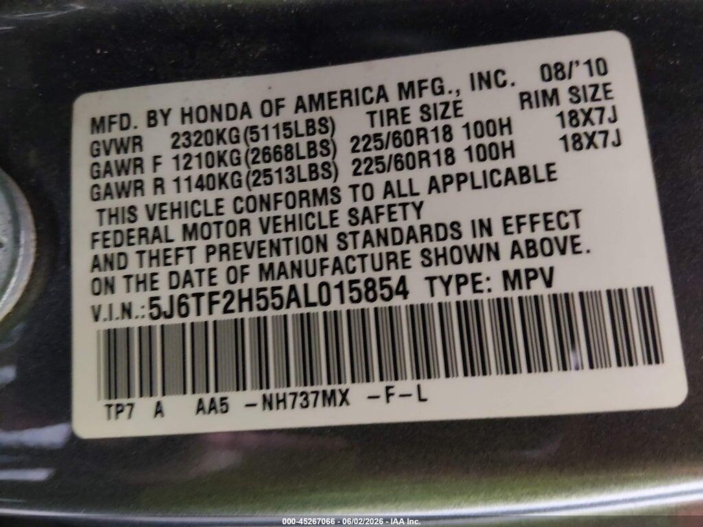5J6TF2H55AL015854 2010 HONDA ACCORD CROSSTOUR photo no. 9