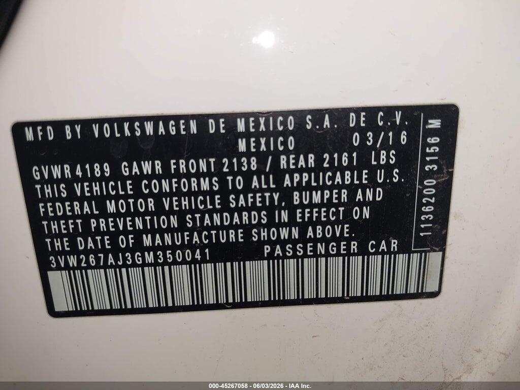 3VW267AJ3GM350041 2016 VOLKSWAGEN JETTA photo no. 9