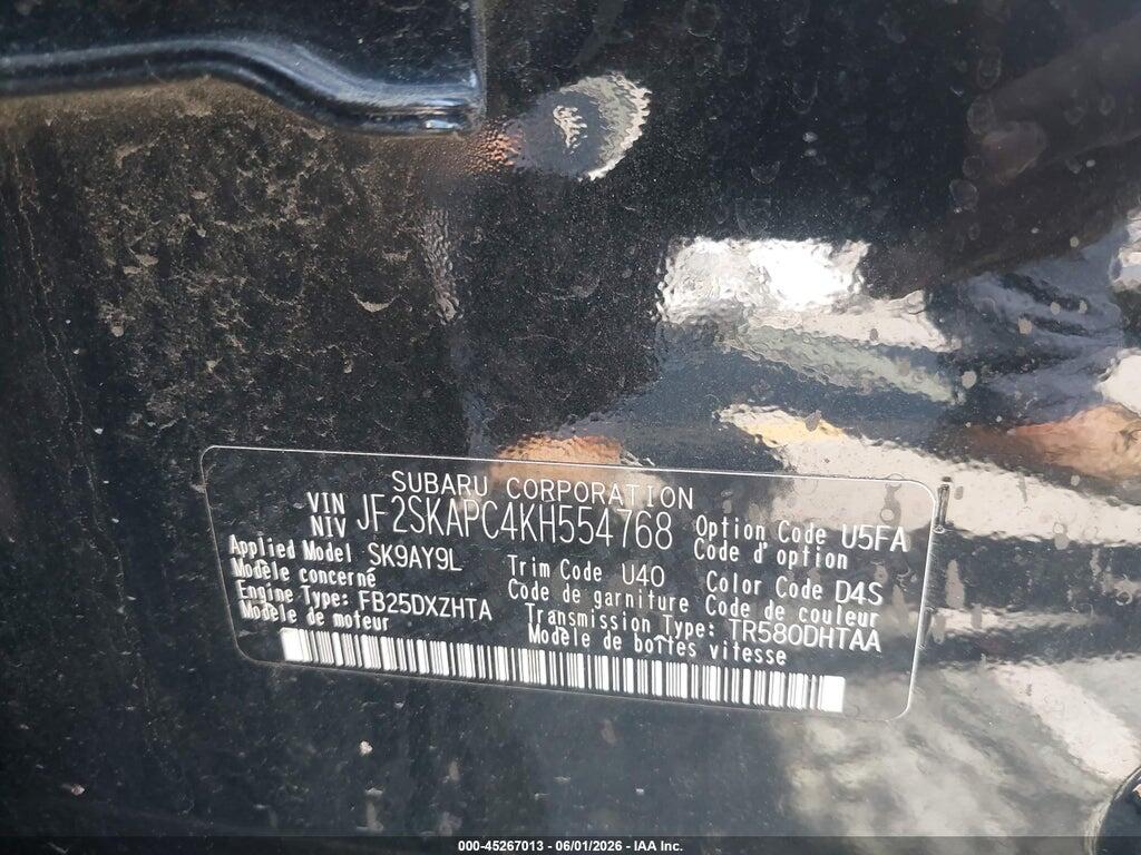 JF2SKAPC4KH554768 2019 SUBARU FORESTER photo no. 9