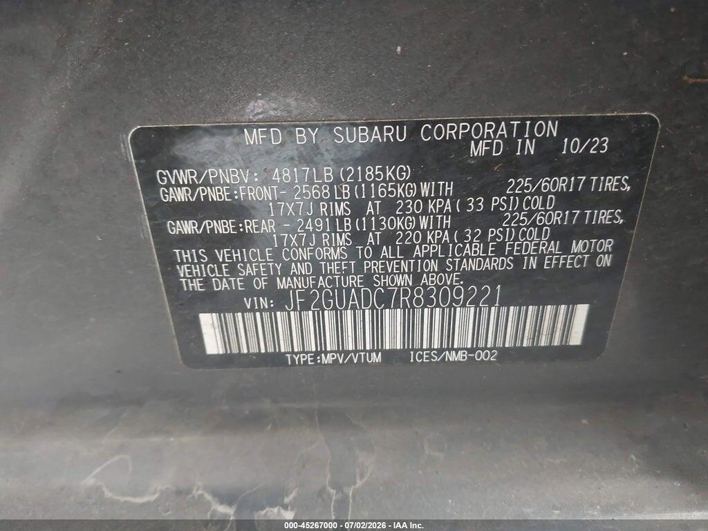 JF2GUADC7R8309221 2024 SUBARU CROSSTREK photo no. 9