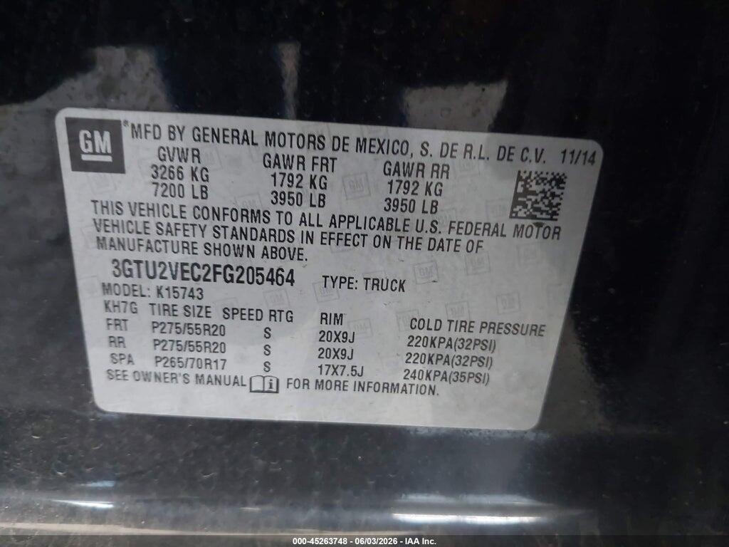 3GTU2VEC2FG205464 2015 GMC SIERRA 1500 photo no. 9