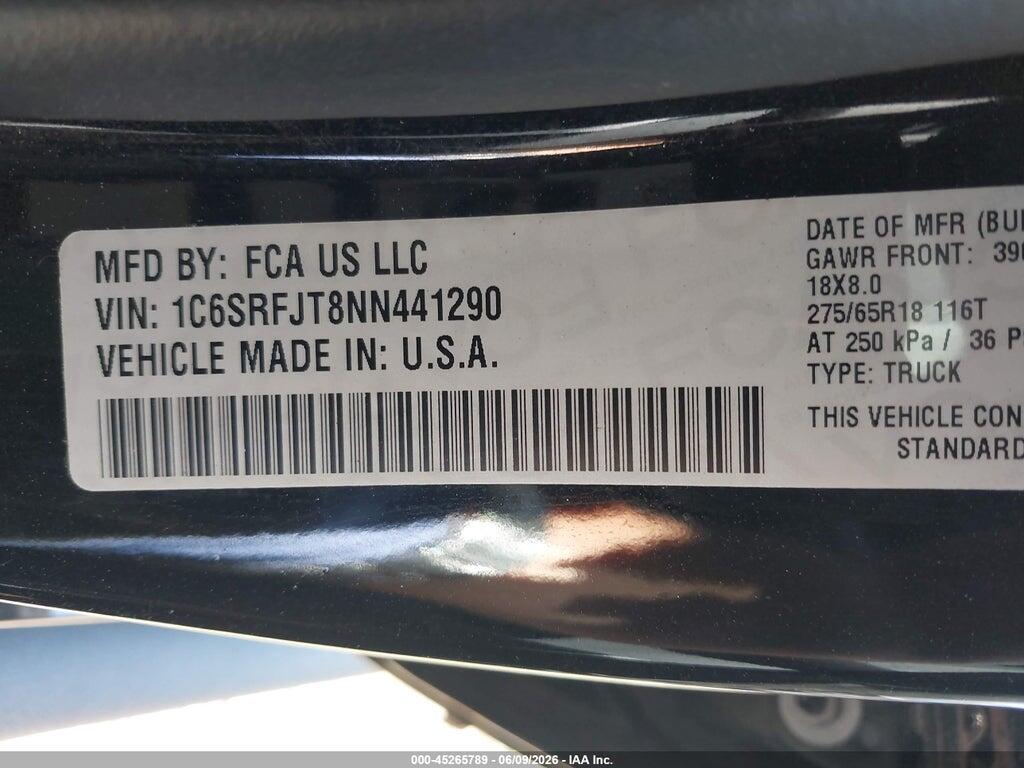 1C6SRFJT8NN441290 2022 RAM 1500 photo no. 9