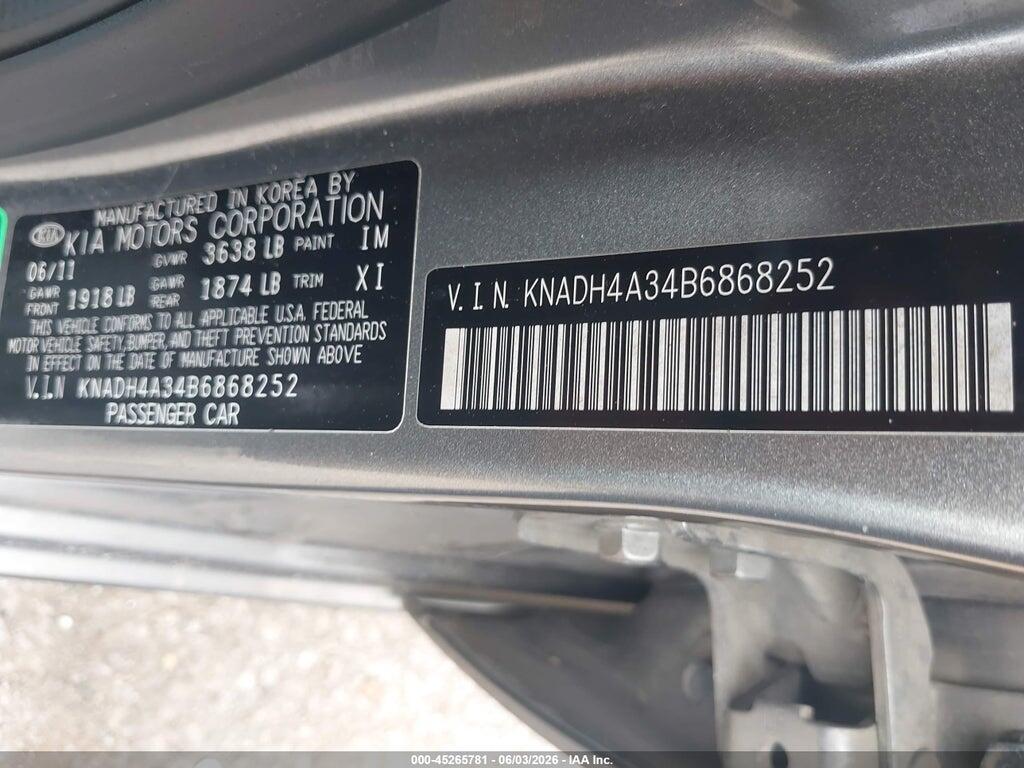 KNADH4A34B6868252 2011 KIA RIO photo no. 9
