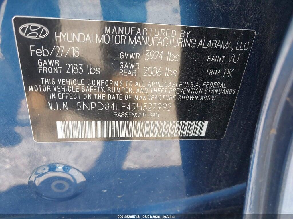 5NPD84LF4JH327992 2018 HYUNDAI ELANTRA photo no. 9