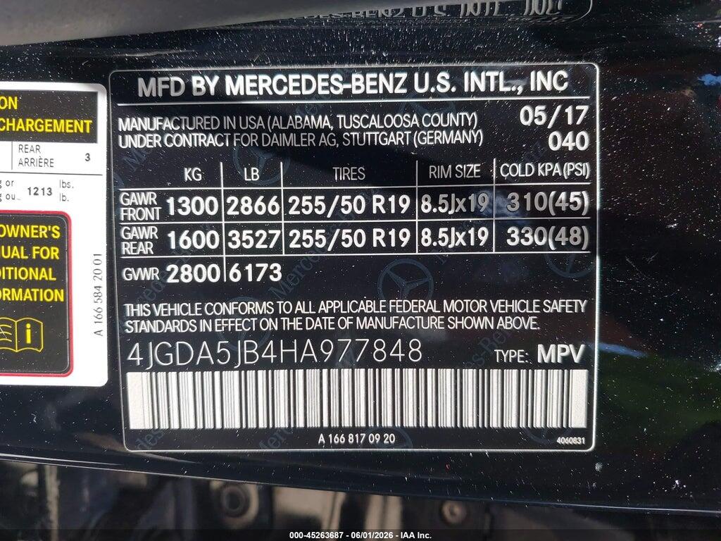 4JGDA5JB4HA977848 2017 MERCEDES-BENZ GLE 350 photo no. 9