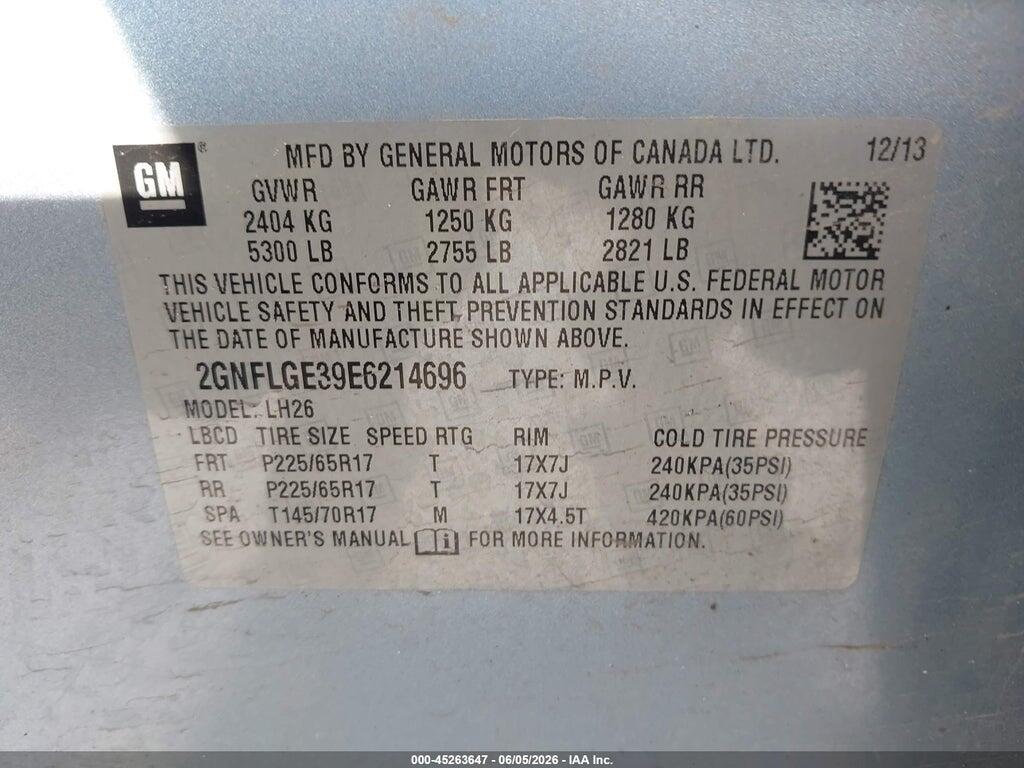 2GNFLGE39E6214696 2014 CHEVROLET EQUINOX photo no. 9