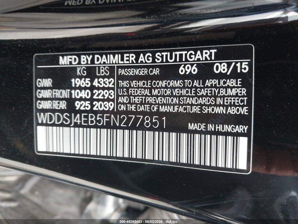 WDDSJ4EB5FN277851 2015 MERCEDES-BENZ CLA 250 photo no. 9
