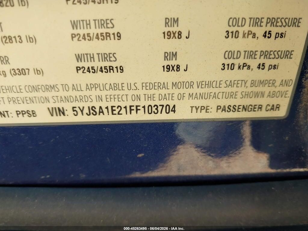 5YJSA1E21FF103704 2015 TESLA MODEL S photo no. 9