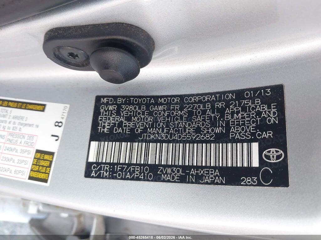 JTDKN3DU4D5592682 2013 TOYOTA PRIUS photo no. 9