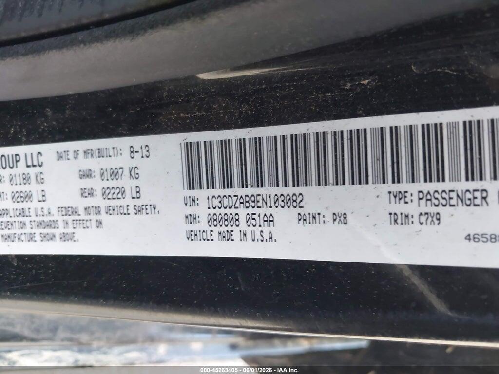 1C3CDZAB9EN103082 2014 DODGE AVENGER photo no. 9