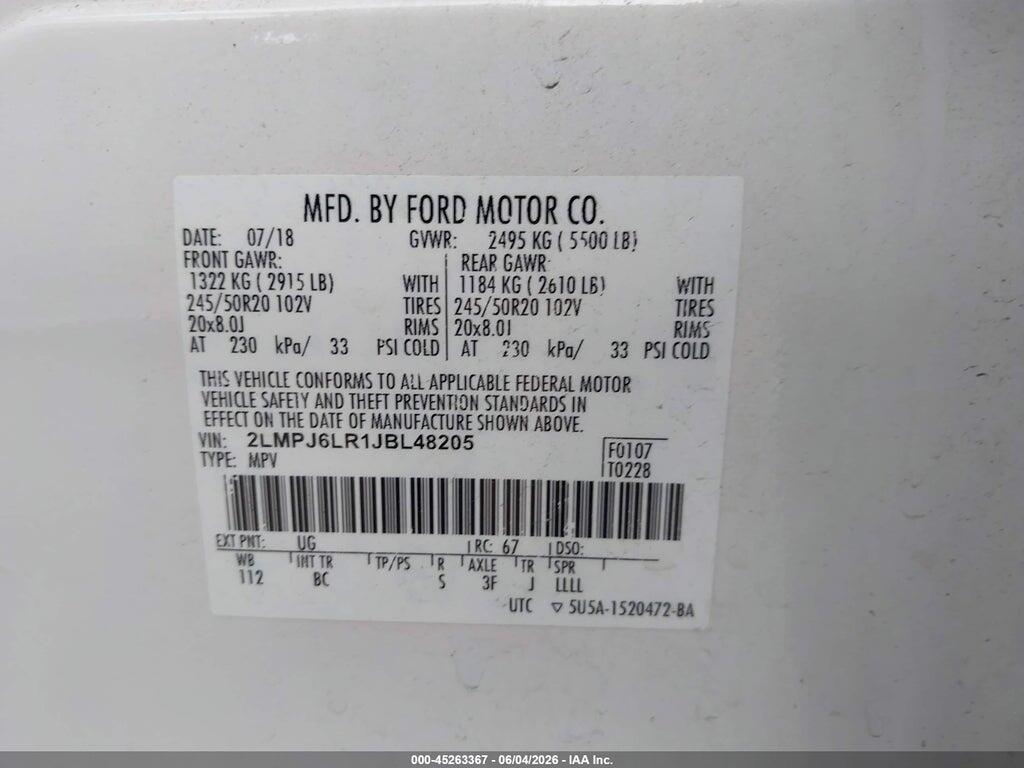 2LMPJ6LR1JBL48205 2018 LINCOLN MKX photo no. 9