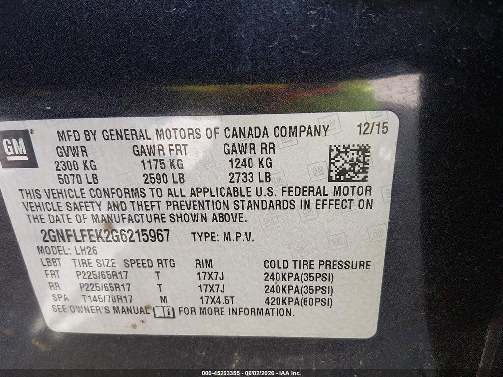 2GNFLFEK2G6215967 2016 CHEVROLET EQUINOX photo no. 9