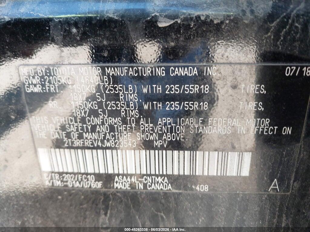 2T3RFREV4JW823543 2018 TOYOTA RAV4 photo no. 9