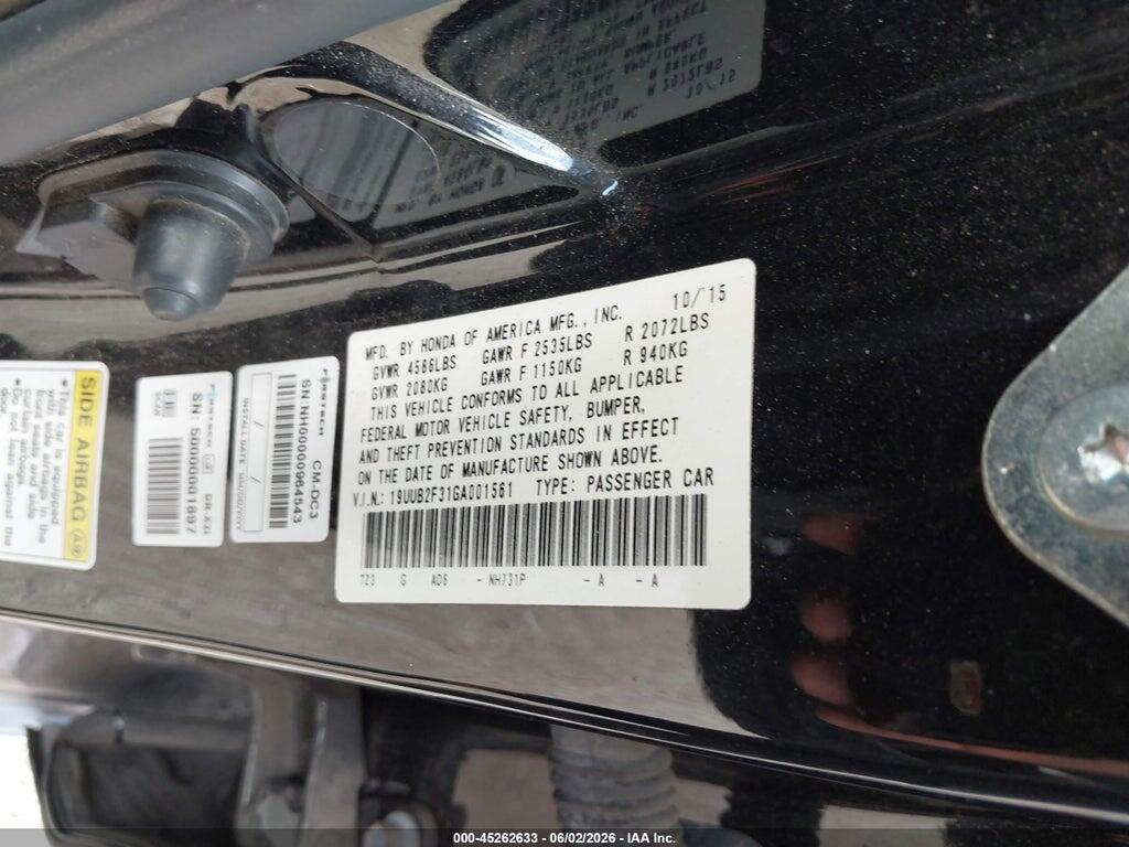 19UUB2F31GA001561 2016 ACURA TLX photo no. 9