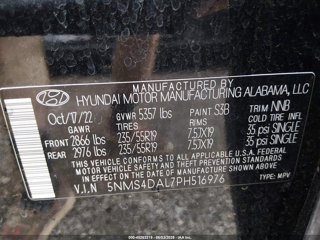 5NMS4DAL7PH516976 2023 HYUNDAI SANTA FE photo no. 9