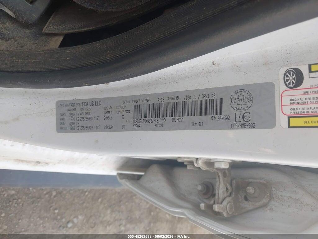 1C6SRFLT5KN837749 2019 RAM 1500 photo no. 9