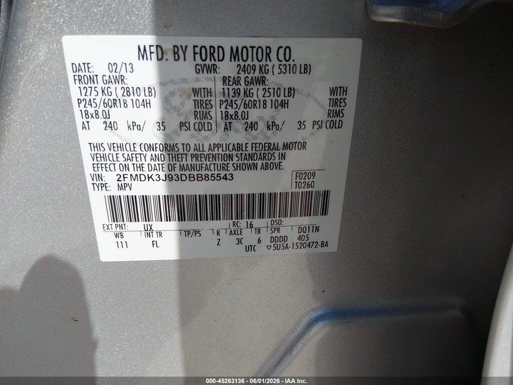 2FMDK3J93DBB85543 2013 FORD EDGE photo no. 9