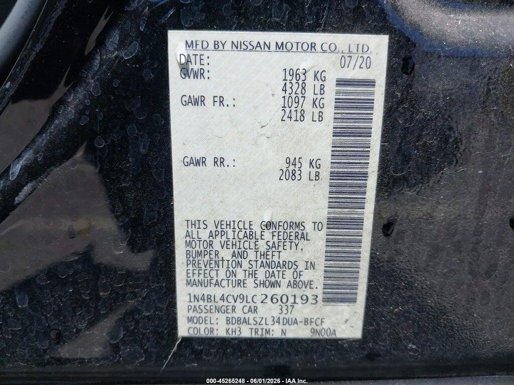 1N4BL4CV9LC260193 2020 NISSAN ALTIMA photo no. 9