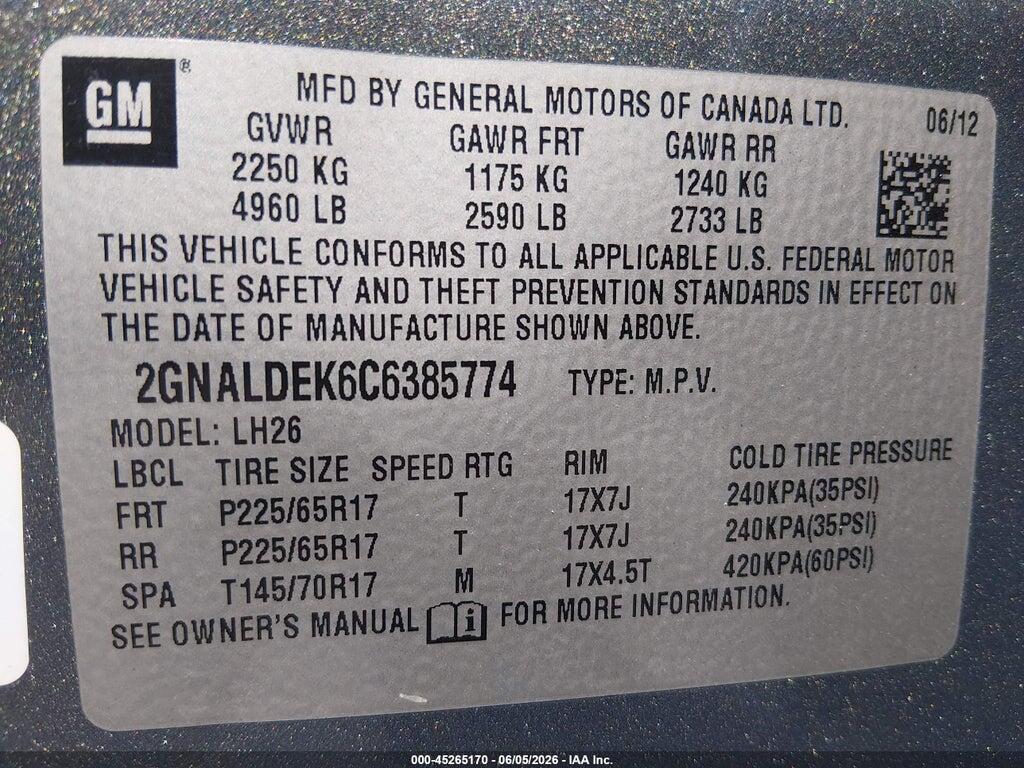 2GNALDEK6C6385774 2012 CHEVROLET EQUINOX photo no. 9