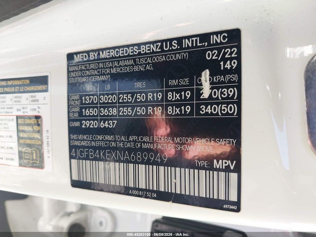 4JGFB4KEXNA689949 2022 MERCEDES-BENZ GLE 350 photo no. 9