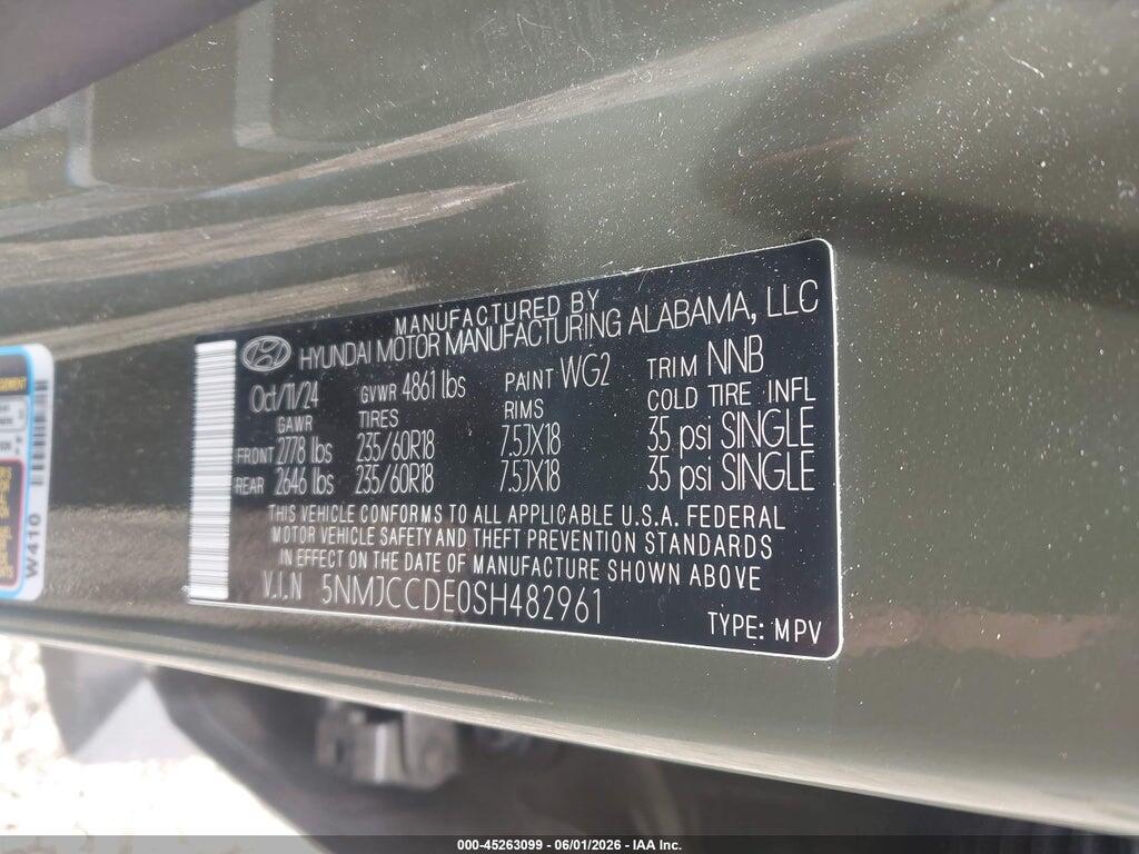 5NMJCCDE0SH482961 2025 HYUNDAI TUCSON photo no. 9