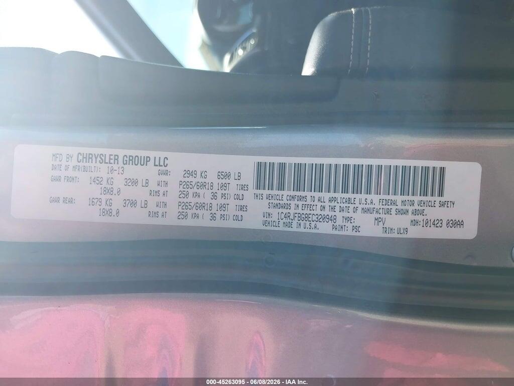 1C4RJFBG8EC320948 2014 JEEP GRAND CHEROKEE photo no. 9