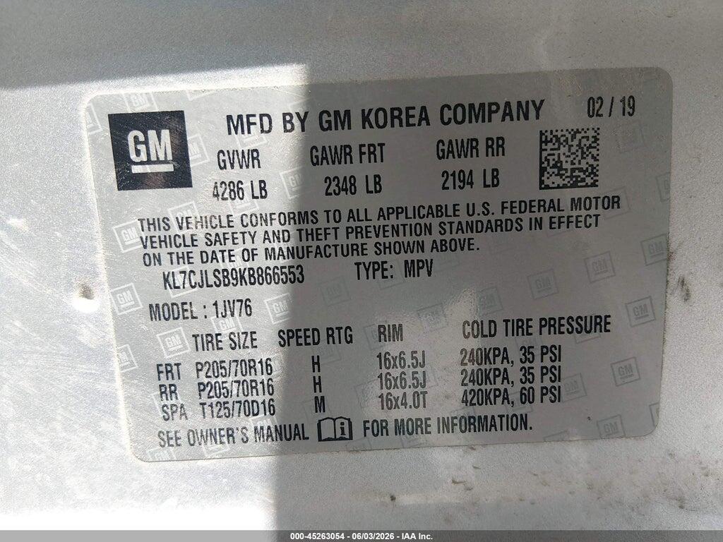 KL7CJLSB9KB866553 2019 CHEVROLET TRAX photo no. 9