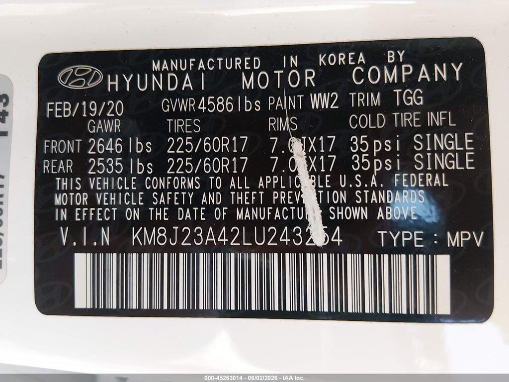 KM8J23A42LU243254 2020 HYUNDAI TUCSON photo no. 9