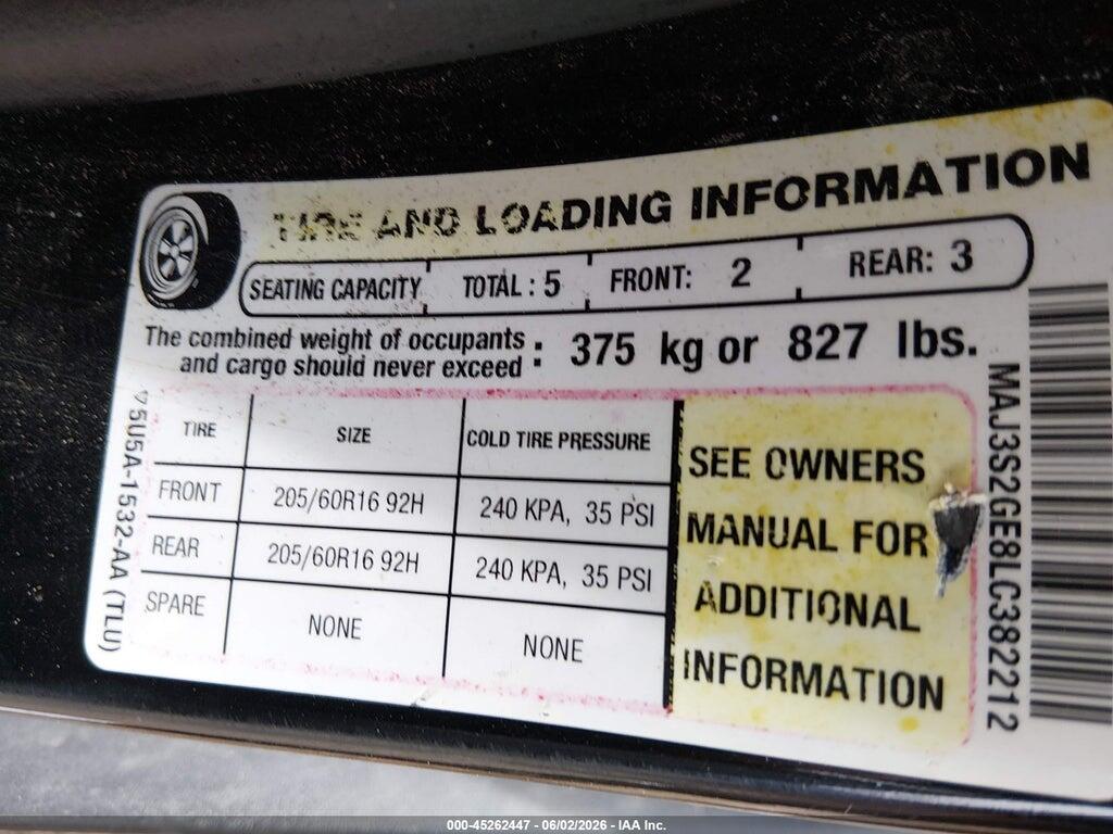 MAJ3S2GE8LC382212 2020 FORD ECOSPORT photo no. 9
