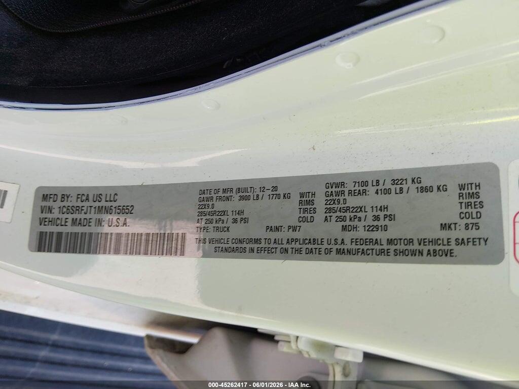 1C6SRFJT1MN615652 2021 RAM 1500 photo no. 9