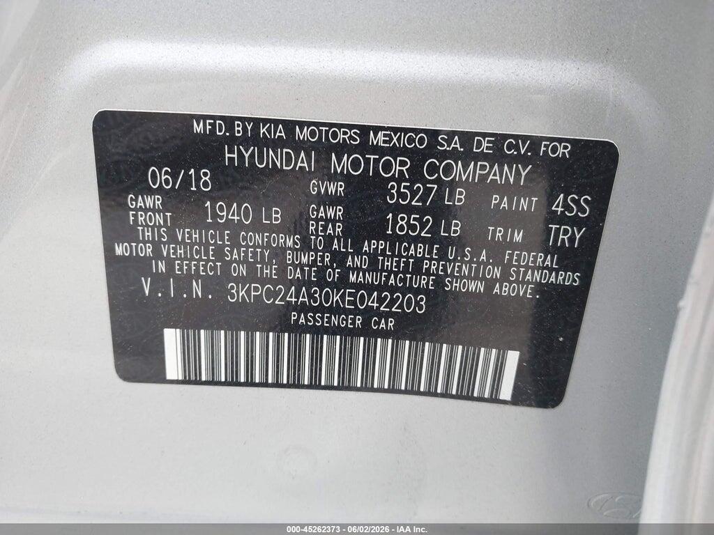3KPC24A30KE042203 2019 HYUNDAI ACCENT photo no. 9