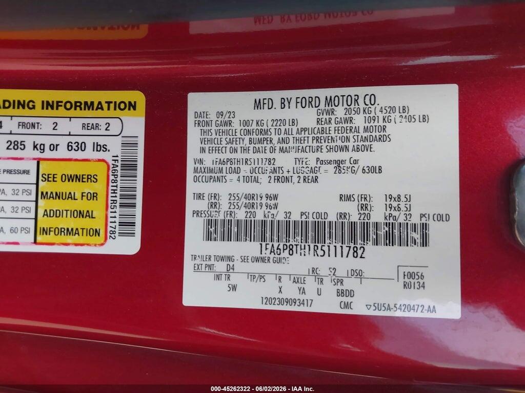 1FA6P8TH1R5111782 2024 FORD MUSTANG photo no. 9