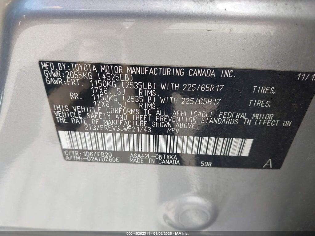 2T3ZFREV3JW521743 2018 TOYOTA RAV4 photo no. 9