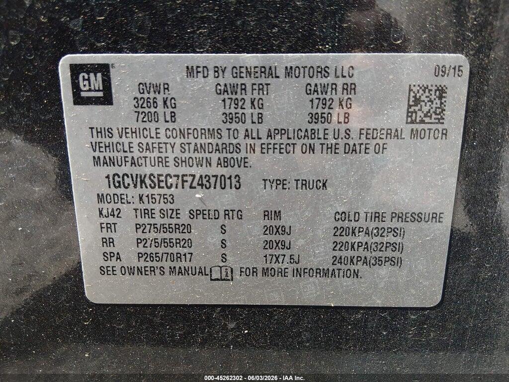 1GCVKSEC7FZ437013 2015 CHEVROLET SILVERADO 1500 photo no. 9
