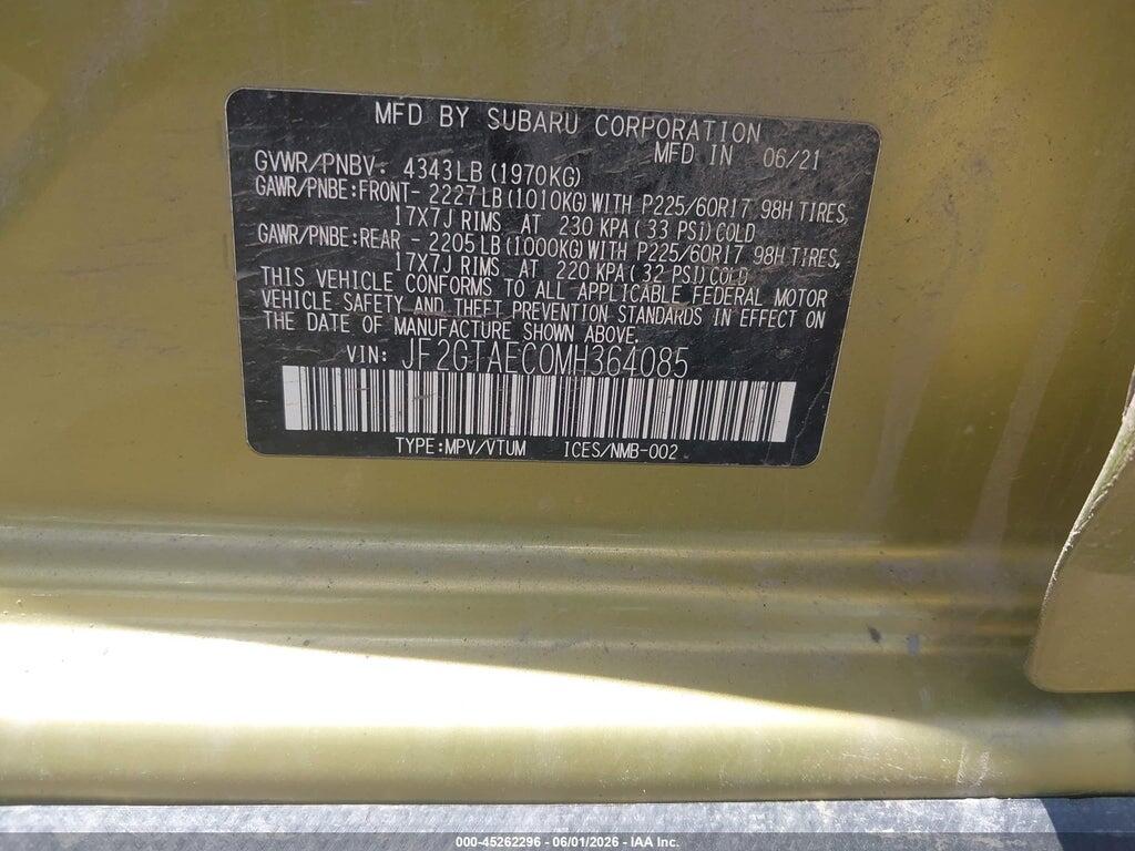 JF2GTAEC0MH364085 2021 SUBARU CROSSTREK photo no. 9