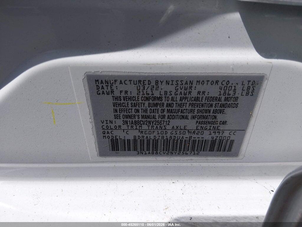 3N1AB8CV2NY256712 2022 NISSAN SENTRA photo no. 9
