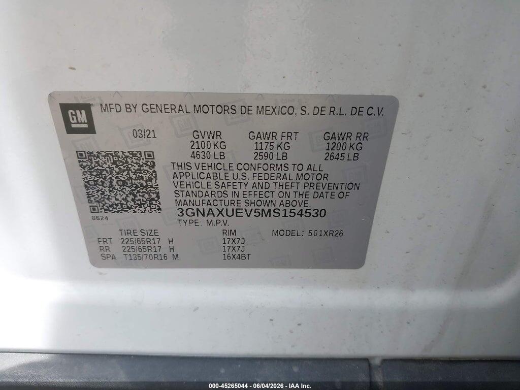 3GNAXUEV5MS154530 2021 CHEVROLET EQUINOX photo no. 9