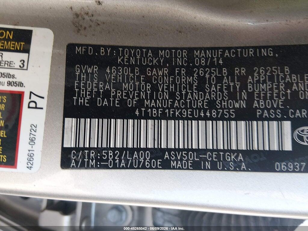 4T1BF1FK9EU448755 2014 TOYOTA CAMRY photo no. 9