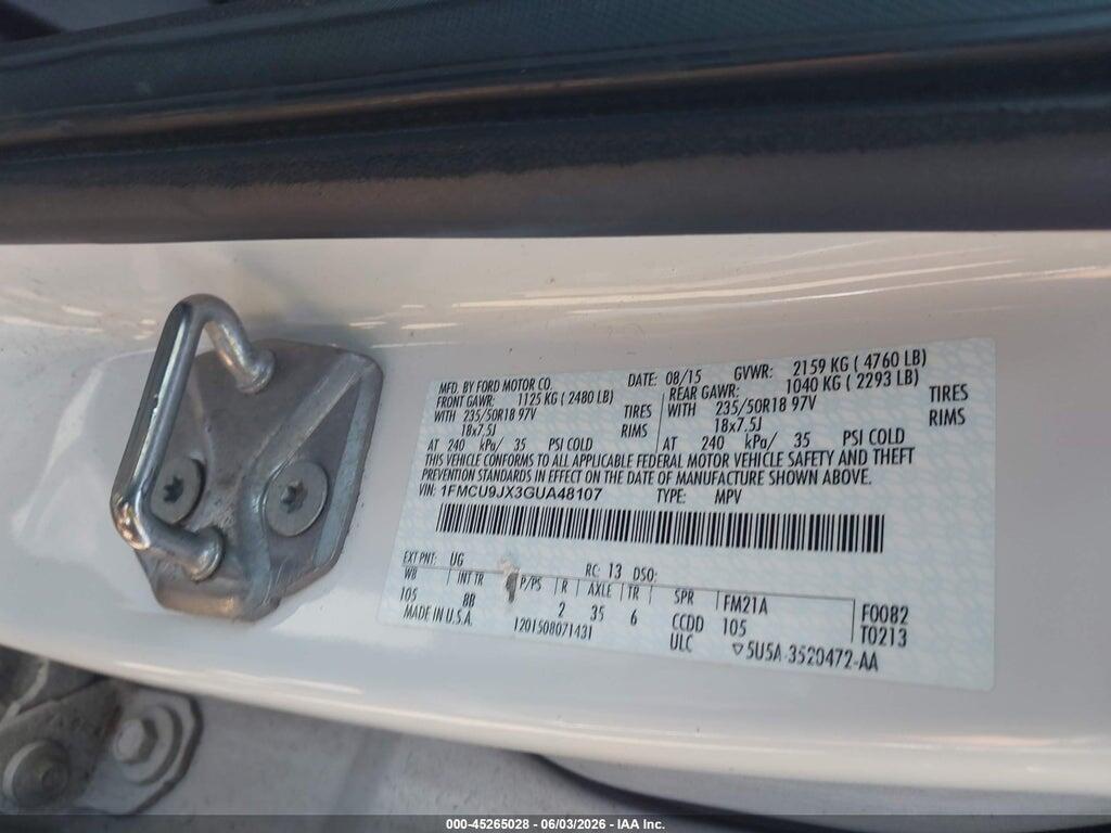 1FMCU9JX3GUA48107 2016 FORD ESCAPE photo no. 9