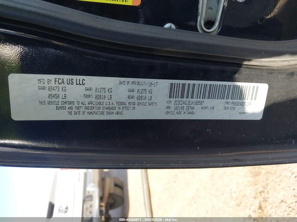 2C3CDXGJ9JH169587 2018 DODGE CHARGER photo no. 9
