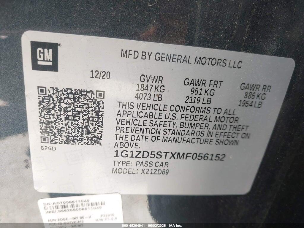 1G1ZD5STXMF056152 2021 CHEVROLET MALIBU photo no. 9
