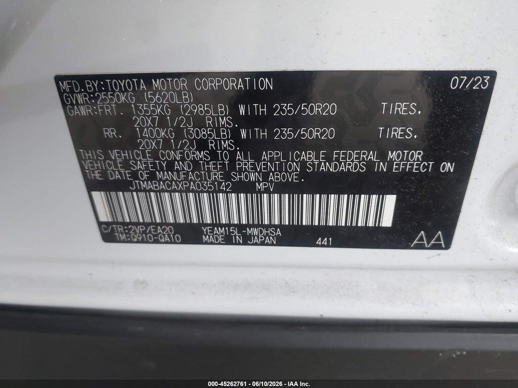 JTMABACAXPA035142 2023 TOYOTA BZ4X photo no. 9